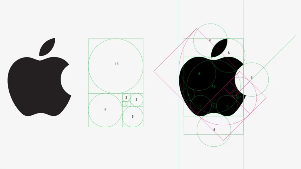 apple logo grid system using golden ration