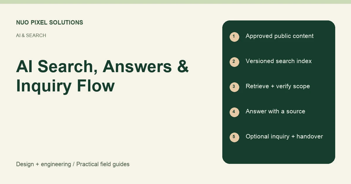 AI Search, Answers & Inquiry Flow — Nuo Pixel Solutions