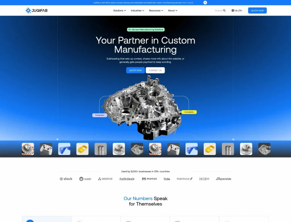 JUQIFAB homepage layout exploration, with draft placeholder copy