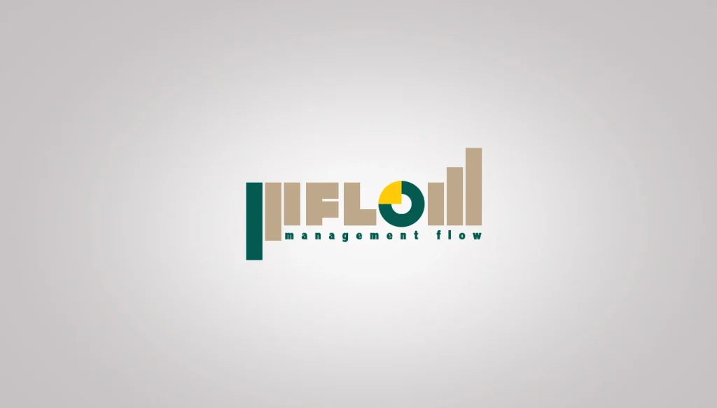 MFLOW wordmark with geometric lettering, a circular accent and the line Management Flow