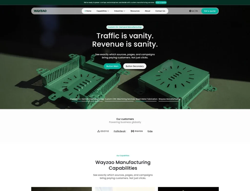 WayZao homepage layout exploration, with draft placeholder copy